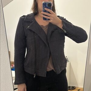 BB Dakota Charcoal Cotton Knit Motorcycle Jacket Size L